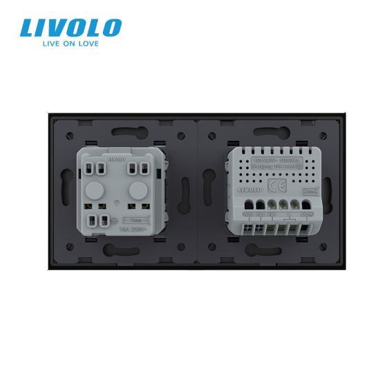 LIVOLO Сенсорний прохідний/перехресний вимикач 1 сенсор 1 розетка LIVOLO чорний матове скло Коломия