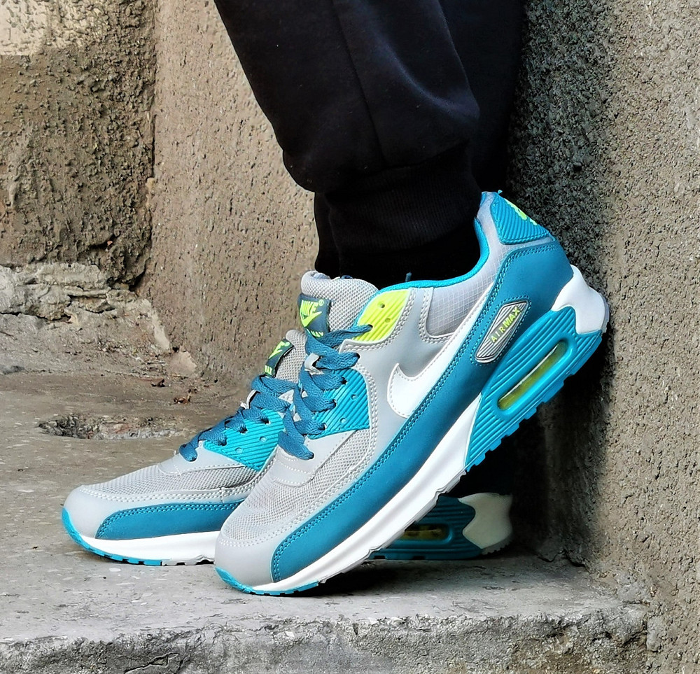 Чоловічі Сірі Кросівки Nike Air Max 90 Сині Найк (розміри: 42,43,44,45,46) Відеовідвідвід Дніпро - фото 1