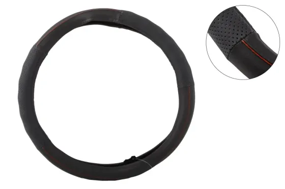 Оплітка на кермо шкіра M inDrive IDP-17380-2M чорний з вставкою під дерево (чехол на блискавки) Вінниця