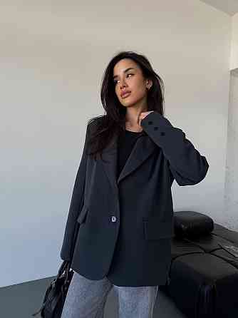 Женский классический оверсайз пиджак на подкладке костюмка Графит, 42/44 Одесса