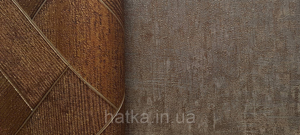 Шпалери вінілові на флізеліні Ritus Marburg метрові під штукатурку смужка сіточкою золотисті коричневі Київ - фото 3