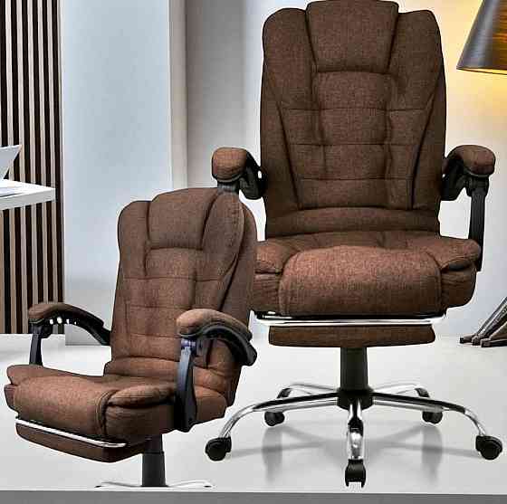 Кресло офисное ортопедическое эргономичное компьютерное мягкое с подставкой для ног и массаже-ром из ткани усиленное игровое Львов