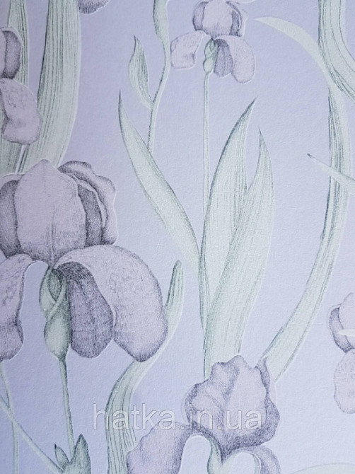 Шпалери флізелінові Decoprint Elisir EL21022 квіти сірі листя зелені на світло-блакитному тлі Київ - фото 2