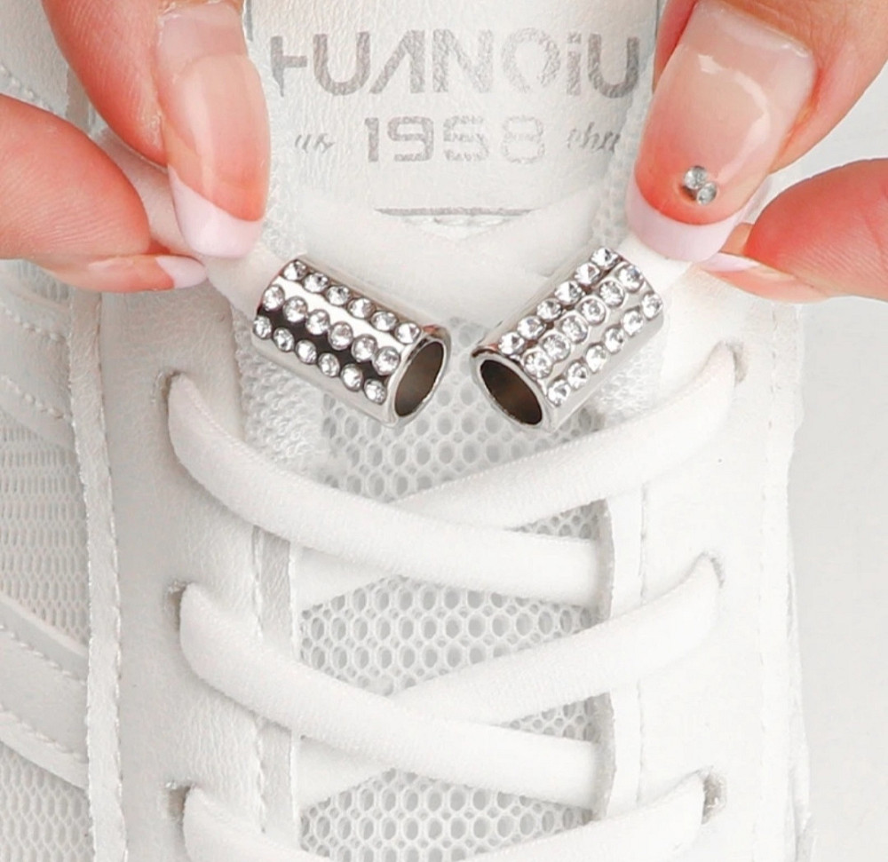 Шнурки еластичні без зав'язок з металевою застібкою зі стразами Сміла - фото 2