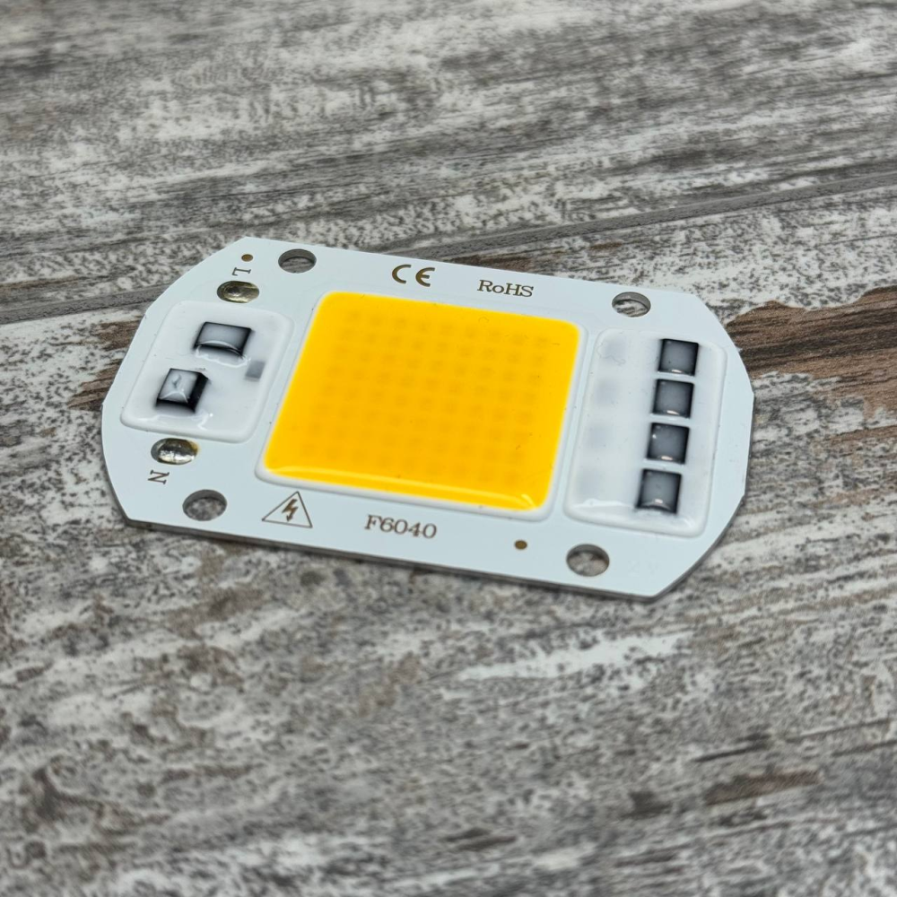 Светодиодная матрица COB LED 50 Вт 4500 лм 220 В с драйвером теплая белая Киев - изображение 1