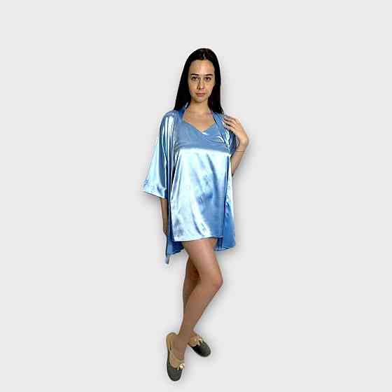 Комплект нічна сорочка з халатом Блакитний XL Харків