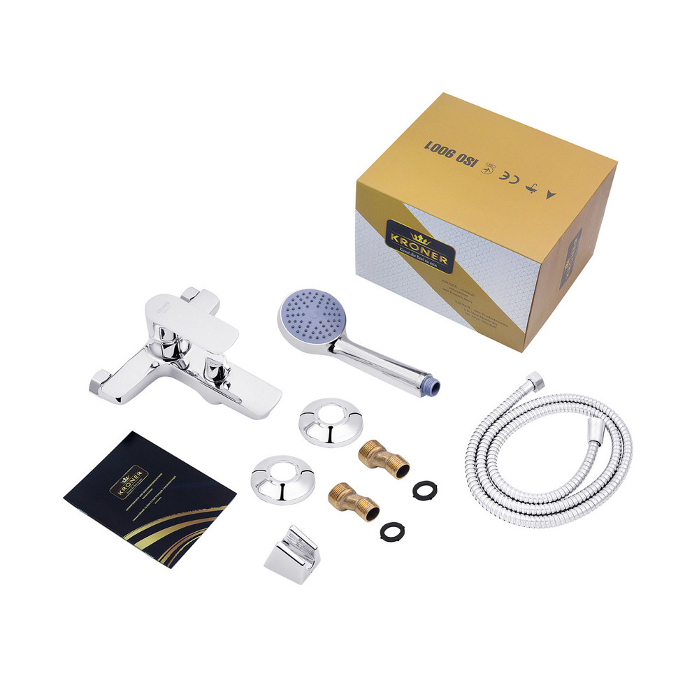 Змішувач для ванни Kroner KRM Main - C060 з душовим виливом, хром Київ - фото 7