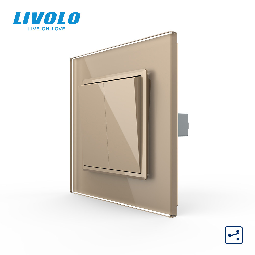 LIVOLO Двоклавішний прохідний вимикач Livolo золото скло (VL-C7FCMKS-1AP) Коломыя - изображение 1