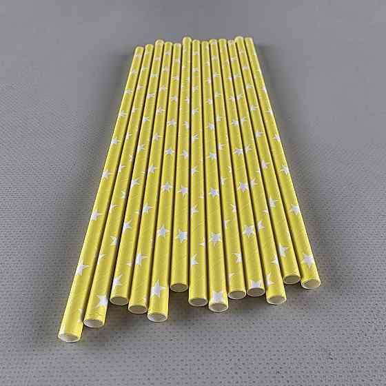Соломка трубочка паперова Ø 5 мм 20 см "Зірка" жовта 25 шт (1 пачка) Харків