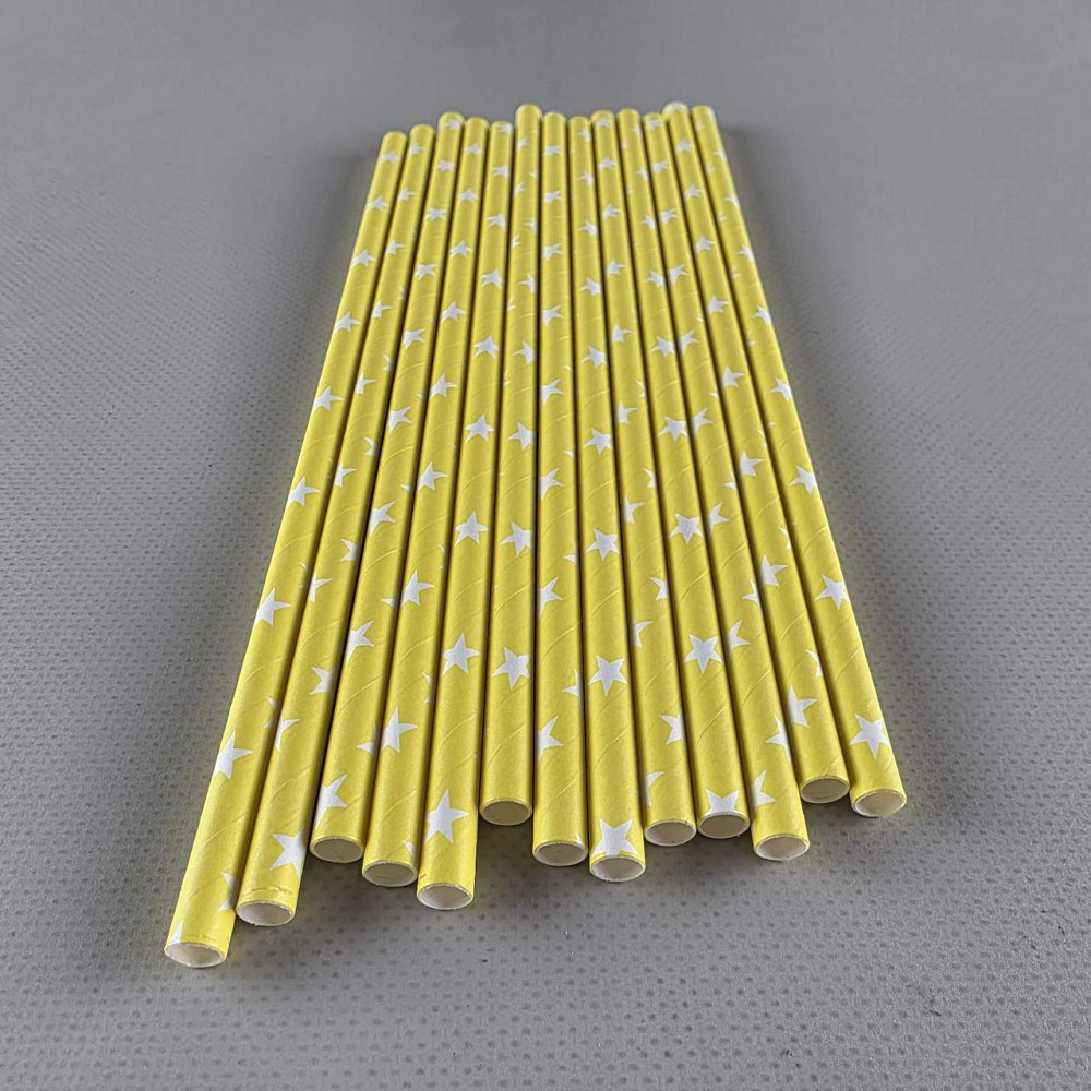 Соломка трубочка паперова Ø 5 мм 20 см "Зірка" жовта 25 шт (1 пачка) Харків - фото 1
