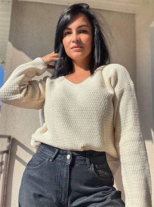 Джемпер жіночий MIX RAY 6770 светр мис ажурна в'язка, молочний, one size Одеса - фото 1