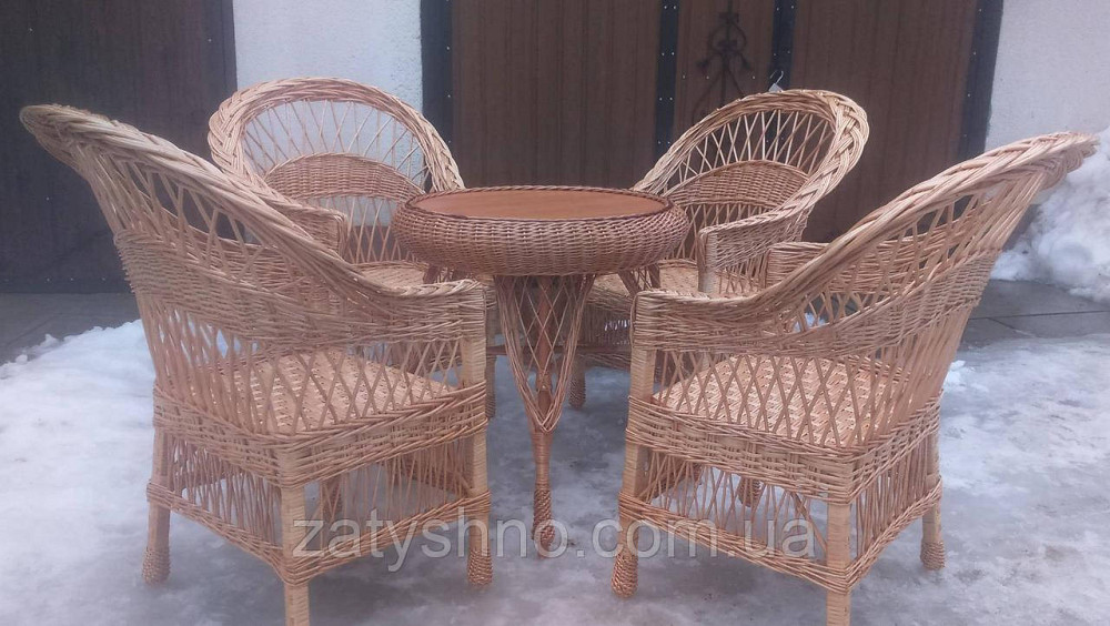 Меблі з лози на чотирьох із круглим столом Київ - фото 7