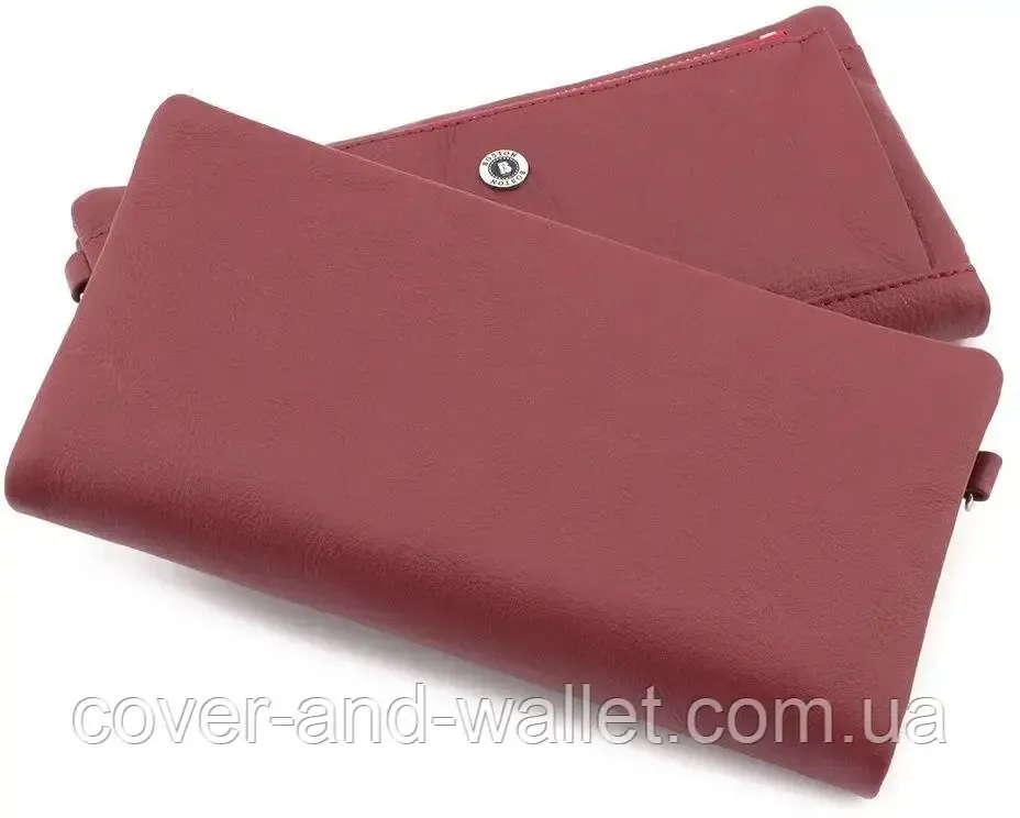 Удобный розовый женский кожаный кошелек купюрник Boston Бордовый Киев - изображение 2