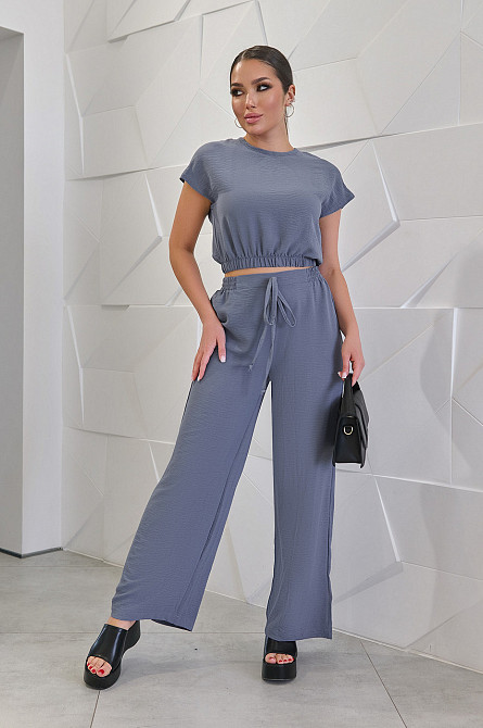 Літній жіночий костюм із жатки "Oasis" оптом | Батал Графіт, 50-52 Київ - фото 4