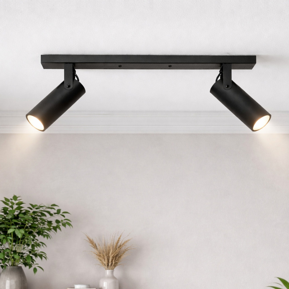 Светильник потолочный спот поворотный MSK Electric Focus под две лампы Е27 черный  NL 14050-2 BK Одесса - изображение 2