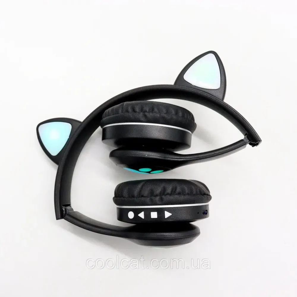 Бездротові Bluetooth навушники VZV-23M на 400 mah з вушками, Чорні / Дитячі навушники з підсвічуванням Київ - фото 8
