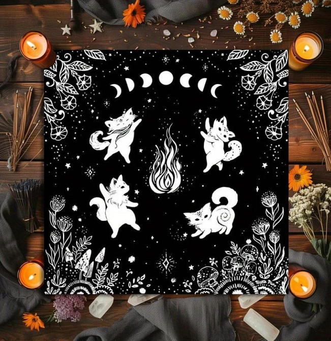Алтарная скатерть для карт Таро и Рун. Скатерть для гадания 49*49 см. Скатерть со звездным небом и к Киев - изображение 1
