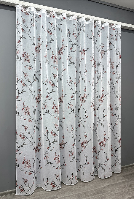 Тюль VR-Textil 1904т Flora Батист Білий із червоно-коричневим 300х270 см (40-242) Київ - фото 3