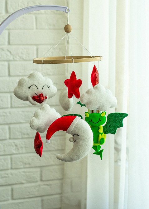 Дитячий мобіль на ліжечко для немовлят WooolyWool «Дракончик» Київ - фото 6