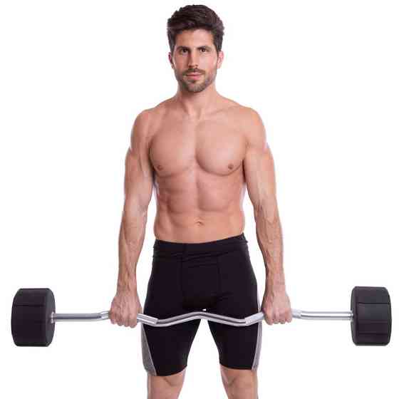 Штанга фиксированная изогнутая полиуретановая LI NUO 3623-50 длина 122 см 50 кг Киев