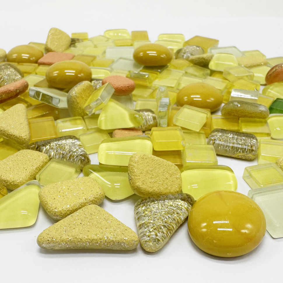 Набір скляних камінців для мозаїки 6505, 200 грам, 150-180 шт, 4 мм, жовтий Вінниця - фото 2