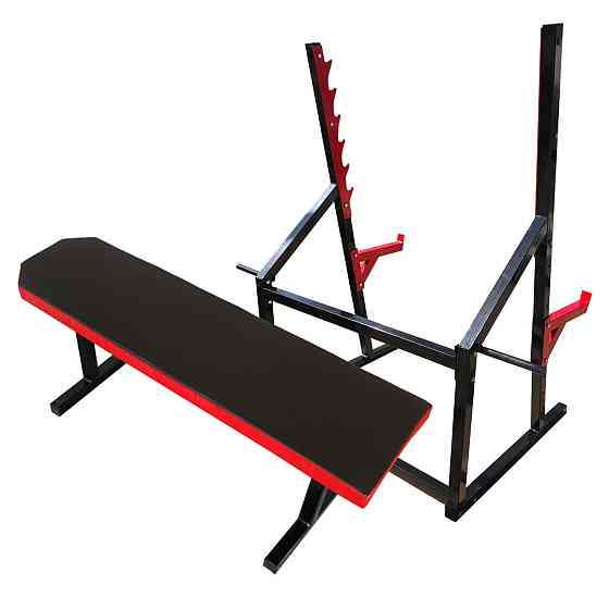 Скамья горизонтальная для жима + Стойки проф со страховкой 50 на 50 мм Киев