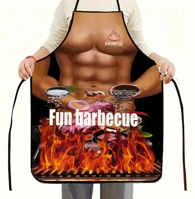 Прикольний фартух для чоловіків Fun barbecue 80 на 60 см різнобарвний Київ - фото 2