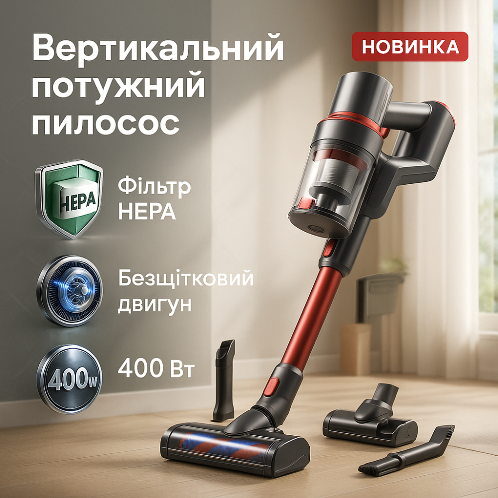 Вертикальний пилосос для сухого прибирання VILGRAND VVC0401BС 400 Вт, Пилосос з вертикальною трубою OK-42 Львів - фото 10