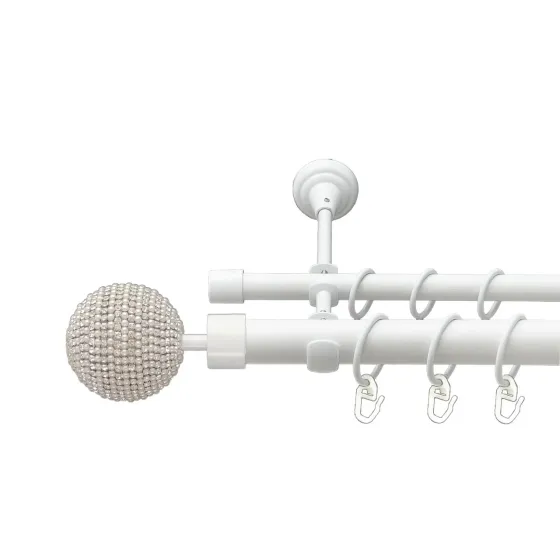 Карниз Orvit Карера металевий дворядний відкритий гладка труба кільце металеве Арктіс 25\16 мм 300 см (00-00021052) Львів