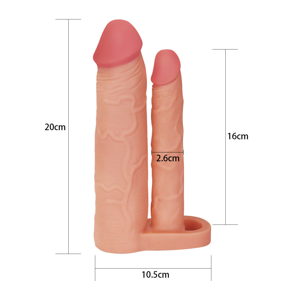 Насадка на член - Pleasure X-Tender Double Penis Sleeve Add 2" Flesh Sex Aura Київ - фото 3