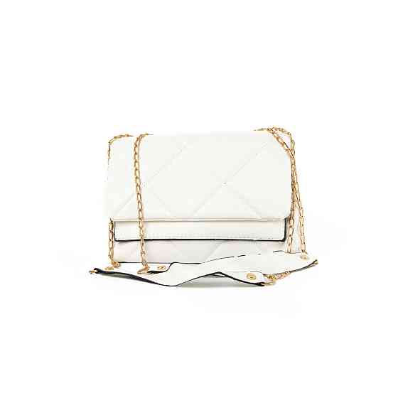 Сумка женская из качественной искусственной кожи со стеганым узором и ручкой-цепочкой, Белый Каменец-Подольский