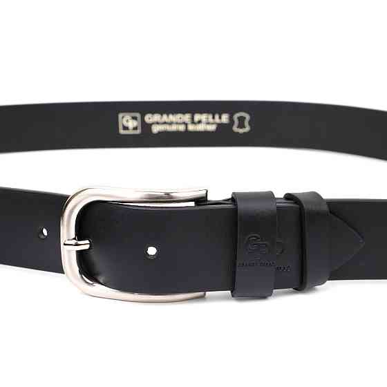 Кожаный мужской ремень под джинсы GRANDE PELLE 11682 Черный Киев