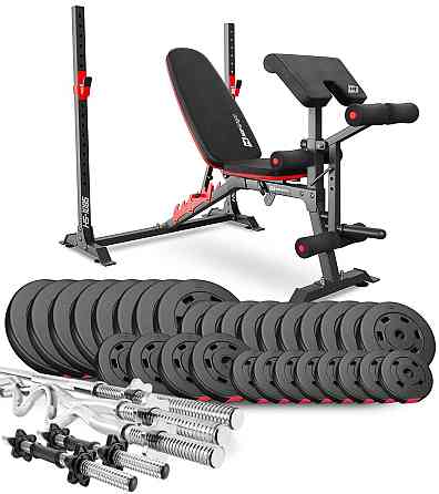 Набір Hop-Sport Premium 173кг з лавою HS-1095, штангами та гантелями Киев