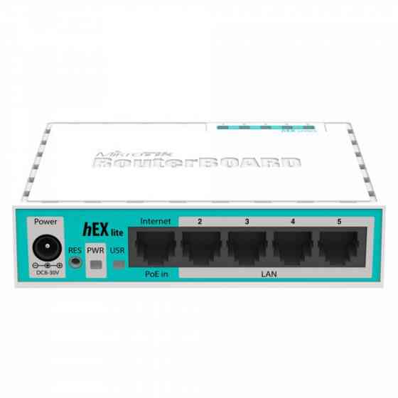 Маршрутизатор Mikrotik hEX lite RB750r2 with 850MHz CPU, 64MB RAM, 5 LAN ports, RouterOS L4, plastic (RB750r2) Киев