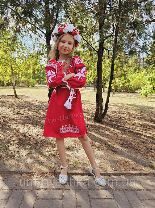 Платье вышиванка красное с ласточками 134-140 Кривой Рог - изображение 7