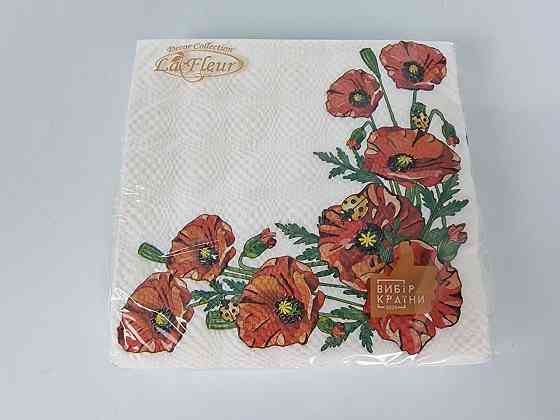 Двухслойная цветочная салфетка (ЗЗхЗЗ, 16шт)  La Fleur Маковое поле 398 (1 пачка) Харьков