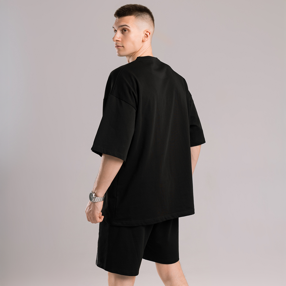 Базова чорна оверсайз футболка чоловіча весна літо однотон. Футболка оверсайз Pobedov Onyx Київ - фото 7