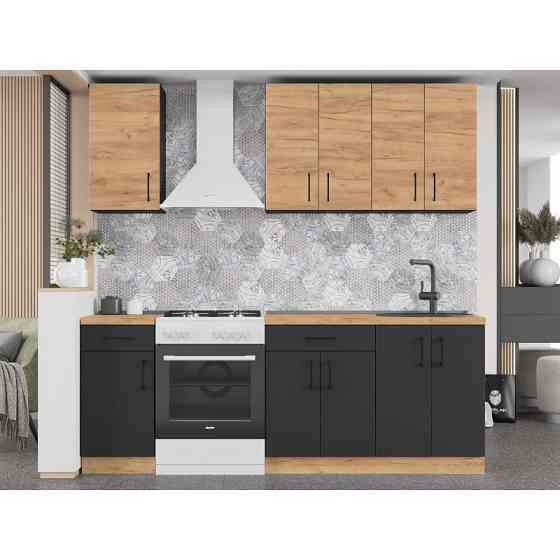 Кухня модульна Эверест Оптима набор №4 Дуб крафт золотой+Антрацит 2,2 м (без столешницы) (DTM-5705) Львов