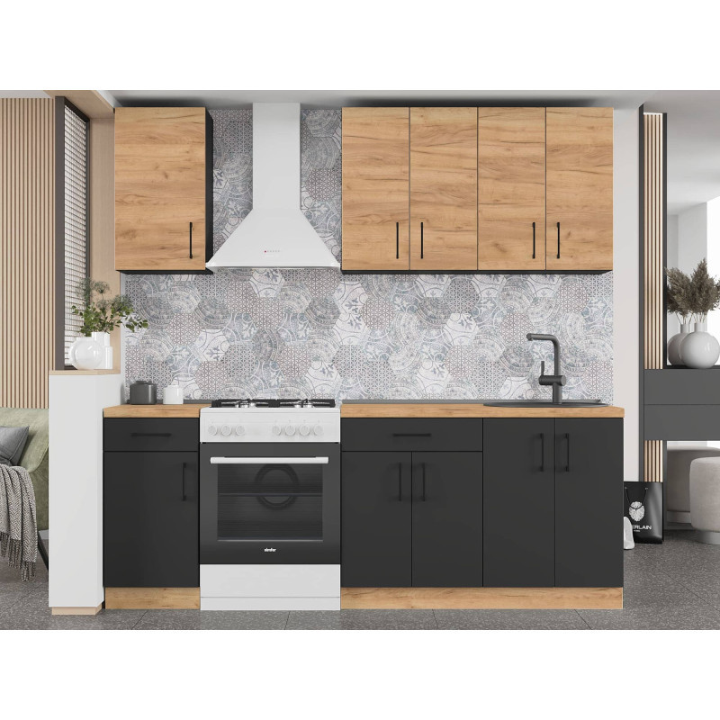 Кухня модульна Эверест Оптима набор №4 Дуб крафт золотой+Антрацит 2,2 м (без столешницы) (DTM-5705) Львов - изображение 1