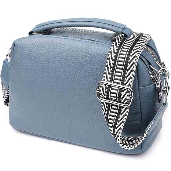 Сумка жіноча з двома секціями з натуральної шкіри Vintage 22920 Блакитний Київ