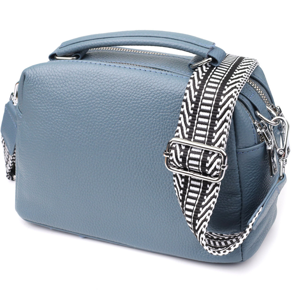 Сумка жіноча з двома секціями з натуральної шкіри Vintage 22920 Блакитний Київ - фото 2