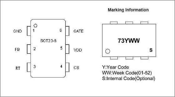 ШИМ-контроллер OB2273, 10 шт, SOT23-6 Киев