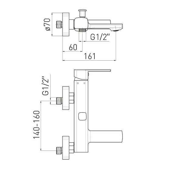 Змішувач для ванни VOLLE SOTA cromo хром 1538.030101 Київ