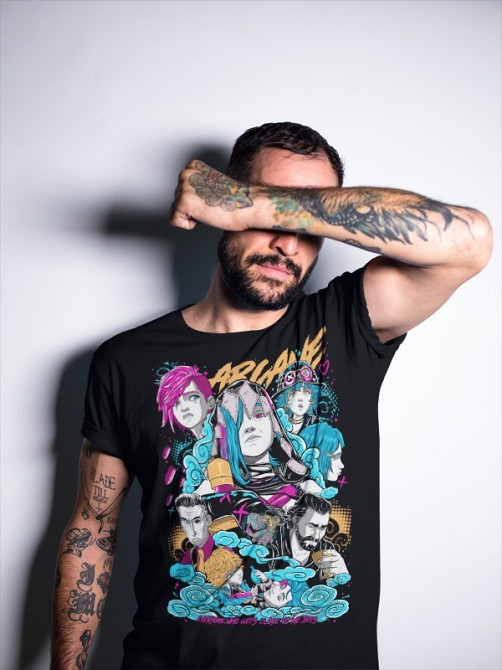 Футболка з аніме принтом Джінкс Аркане Джапанесе Аніме оверсайз (S/M/L) Чорний AnimeJ0369 Дніпро - фото 3