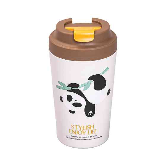 Термокружка Panda с фарфоровым корпусом 380 мл Коричневая Киев
