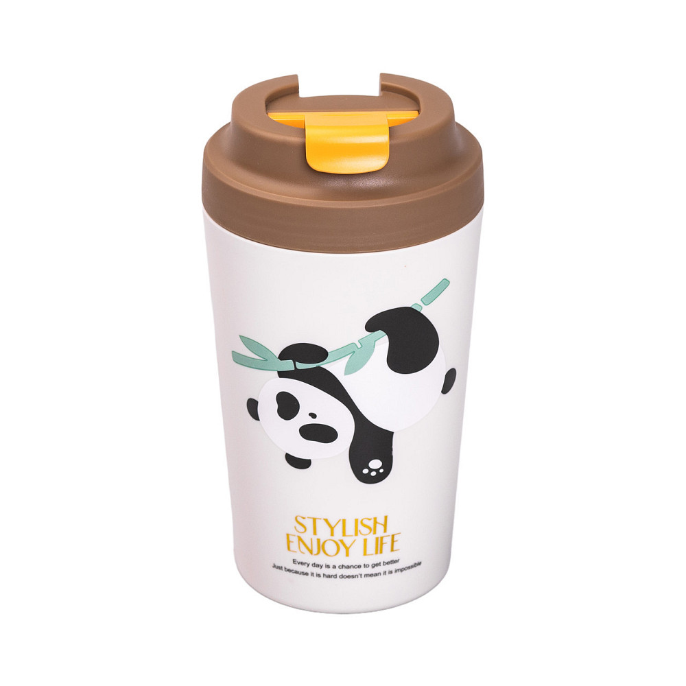 Термокружка Panda с фарфоровым корпусом 380 мл Коричневая Киев - изображение 5