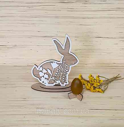 Пасхальное украшение в виде цветочного зайца 20см. Пасхальный декор Ирпень