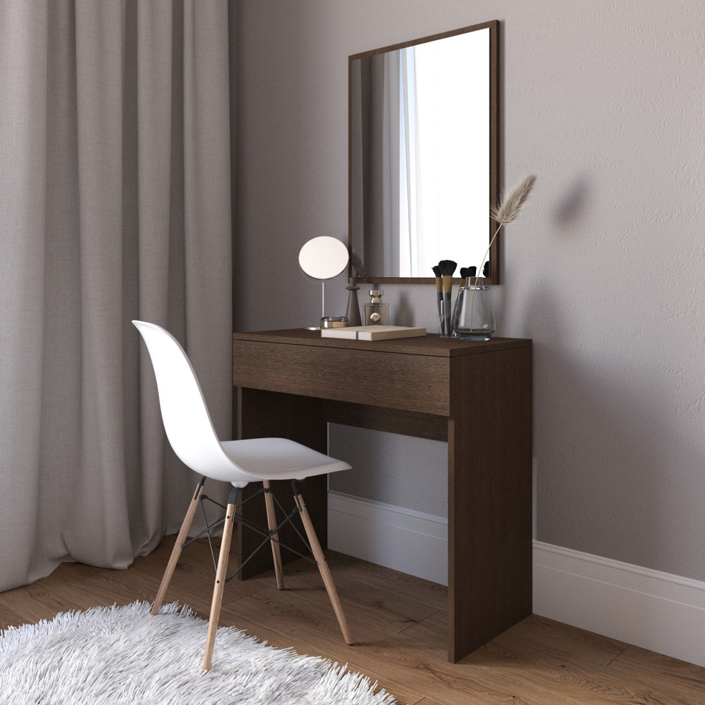 Туалетний столик VAYS D-3 Венге Темний, з висувною шухлядою, ЛДСП, 80×40×76 см - для спальні, макіяжу, косметики Львів - фото 1