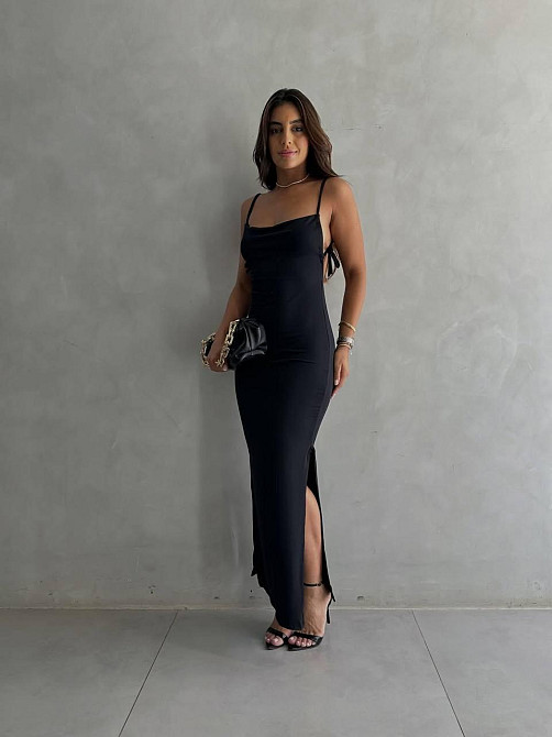 Женское романтичное элегантное платье с открытой спиной турецкое вискоза Черный, 46/48 Одесса - изображение 3