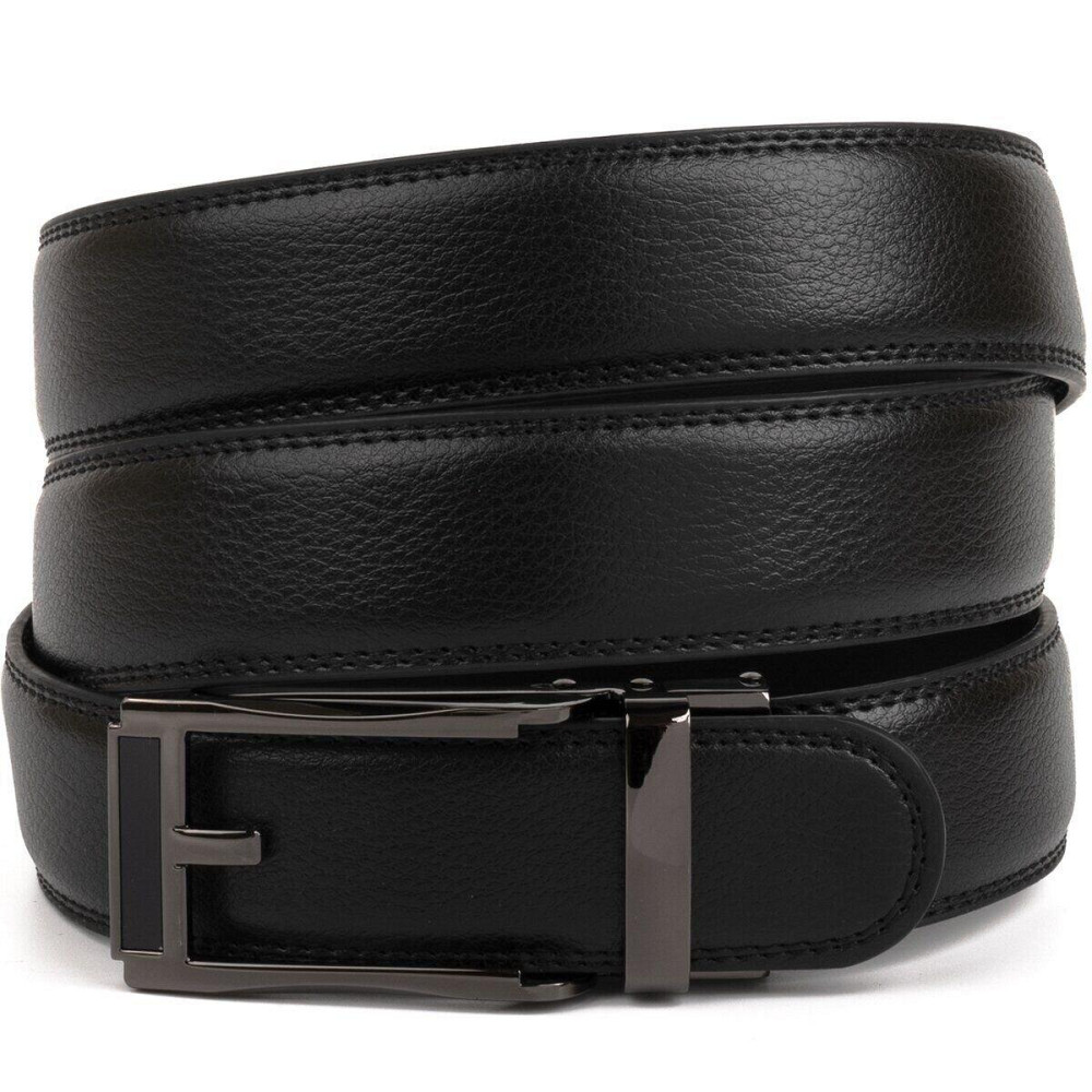 Ремень мужской c тонкой пряжкой в виде рамки Vintage 20218 Черный Киев - изображение 1